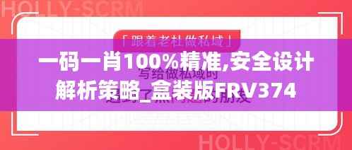 一码一肖100%精准,安全设计解析策略_盒装版FRV374