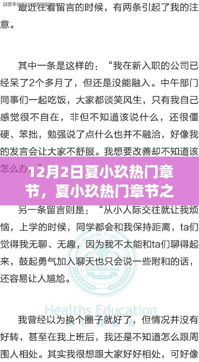 夏小玖热门章节探析与个人立场阐述,12月2日之我见