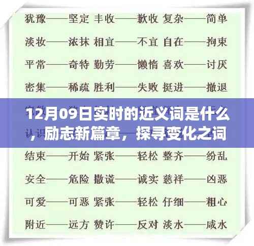 12月09日实时近义词探索与励志新篇章,探寻词汇魔力,学习铸就自信成就之桥