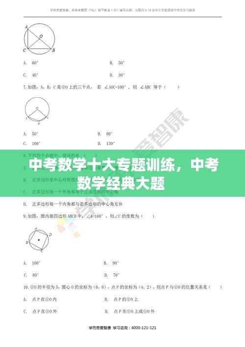 中考数学十大专题训练,中考数学经典大题