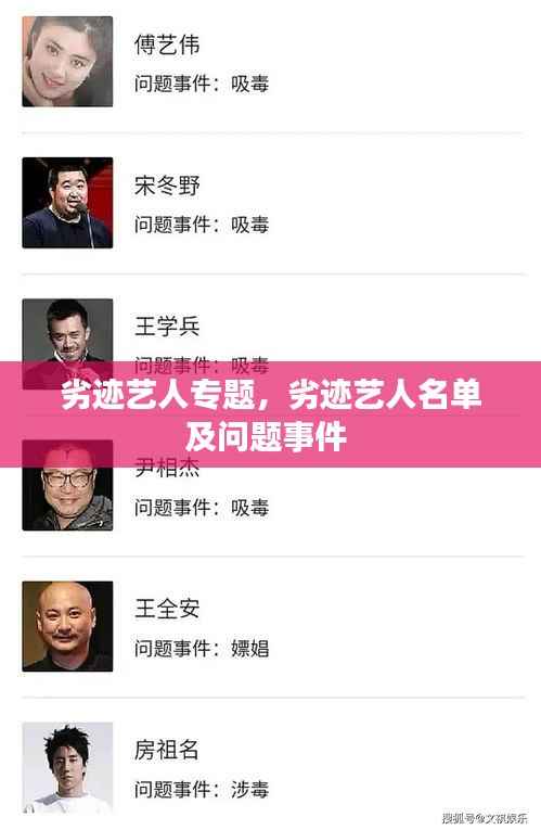 劣迹艺人专题,劣迹艺人名单及问题事件